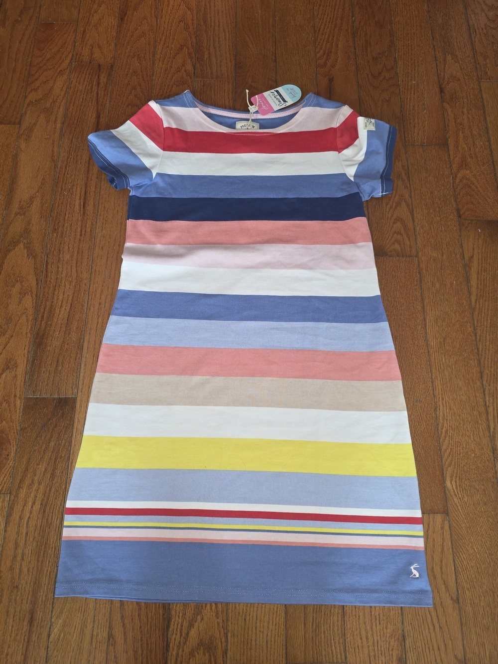 Joules 100% Cotton Multi-Stripe Short Sleeve Dress